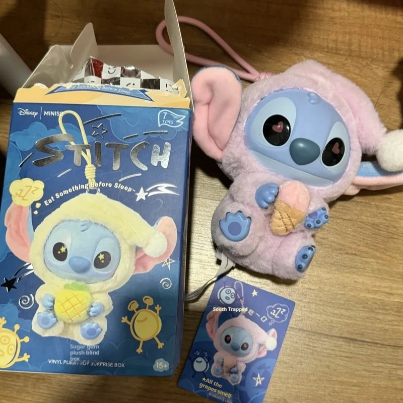 Stitch Eat Something Before Sleep Series Blind Box Plush Vinyl Toys Cute Doll Replica Mystery Box Bag Pendant Decor Gift